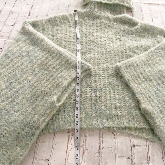 Anthropologie Cozy Knit Poncho in Light Green Mint Turtleneck SuperSoft OS - Picture 10 of 12